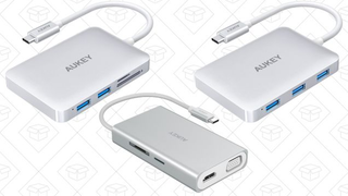 Adaptador Aukey USB-C con 4 puertos USB 3.0 y USB-C Power Delivery | $34 | Amazon | Código promocional AUKEYC60Adaptador Aukey USB-C con 3 puertos USB 3.0, HDMI, lector de tarjeta y USB-C Power Delivery | $38 | Código promocional AUKEYC59Adaptador Aukey USB-C con 2 puertos USB 3.0, VGA, HDMO, Ethernet, lector de tarjeta y USB-C Power Delivery | $52 | Amazon | Código promocional AUKEYC55